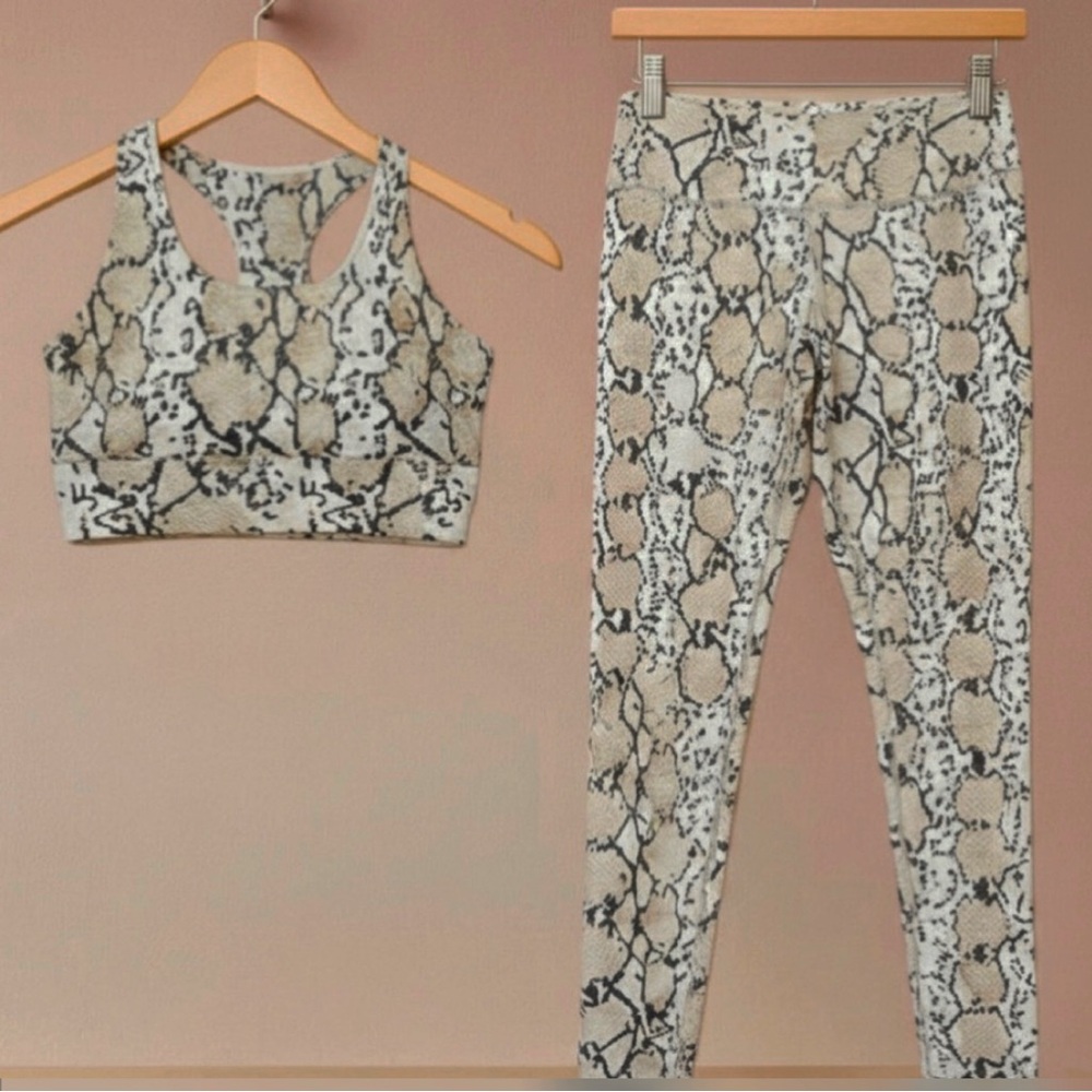 Allfenix White Python Snakeskin Pilates Set - Bra… - image 1